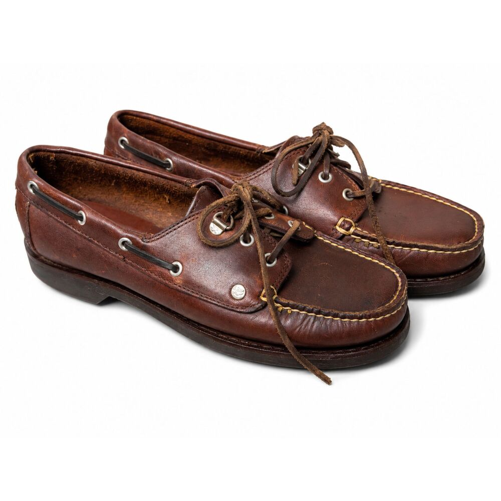 VTG G.H. Bass Seafarer Brown Leather Deck Shoes Loafers Unisex Size 7M / 8.5W